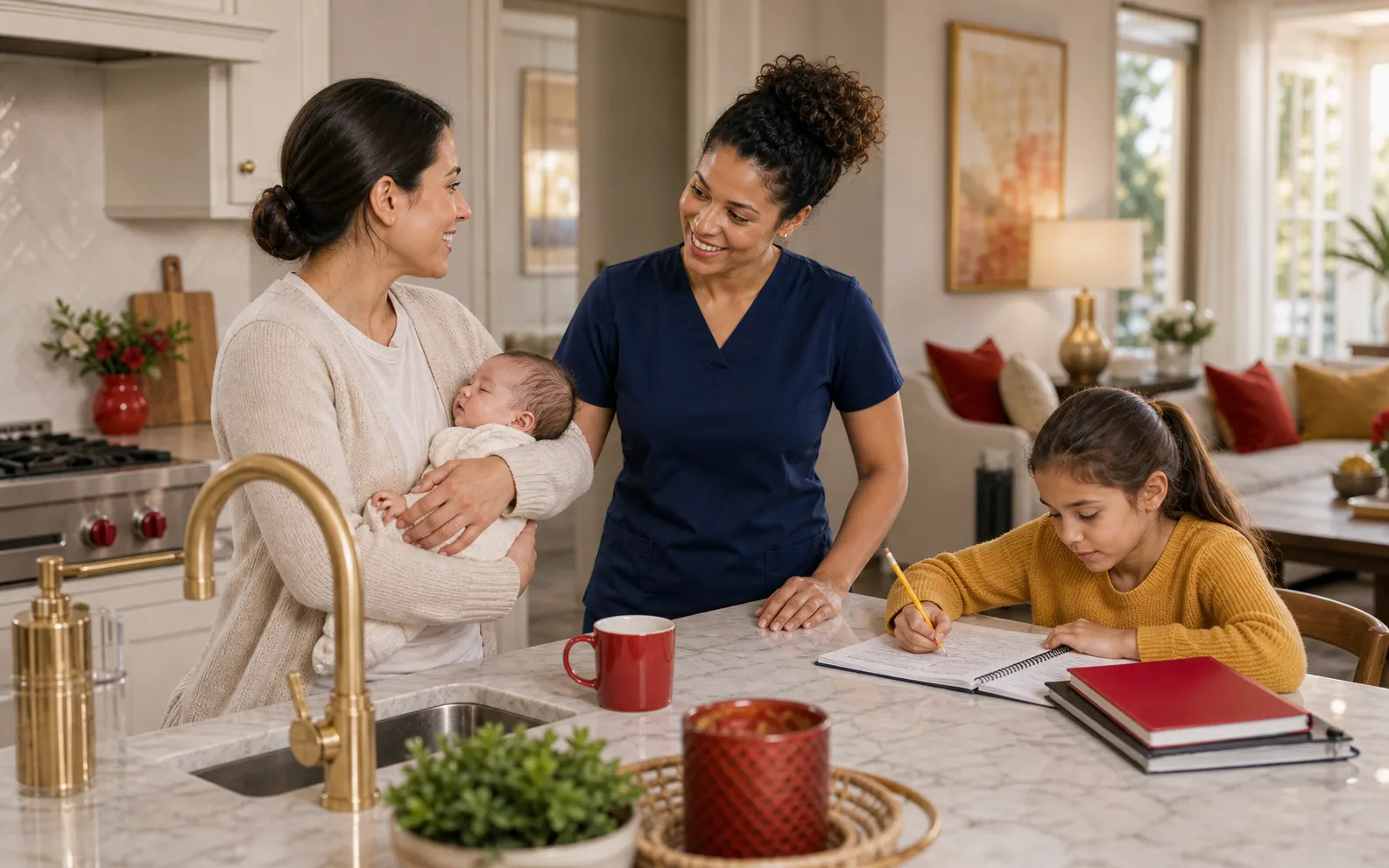 Professional nanny caring for children in a DC metro family home